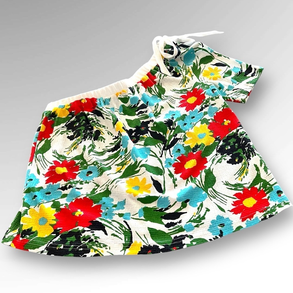 Porridge Anthropologie Larsa Floral One Shoulder Blouse.